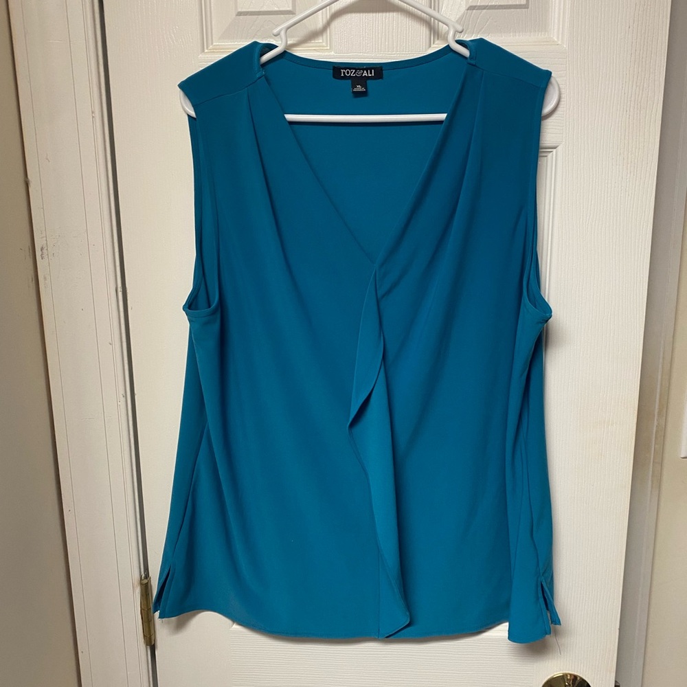 Roz & Ali Turquoise Sleeveless Blouse